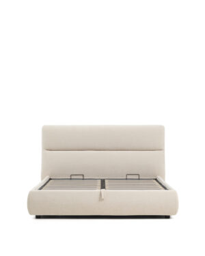 KAVE HOME Dafra sengeramme, m. opbevaringsbund og aftageligt madrasbetræk - beige chenille (160x200)