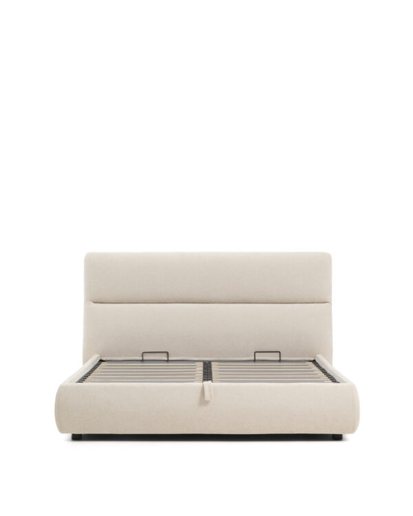 KAVE HOME Dafra sengeramme, m. opbevaringsbund og aftageligt madrasbetræk - beige chenille (160x200)