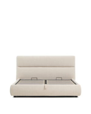 KAVE HOME Dafra sengeramme, m. opbevaringsbund og aftageligt madrasbetræk - beige chenille (180x200)