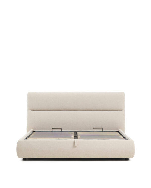 KAVE HOME Dafra sengeramme, m. opbevaringsbund og aftageligt madrasbetræk - beige chenille (180x200)