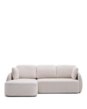 KAVE HOME Laira 3 pers. sovesofa, m. venstre chaiselong - ecru chenille stof (246cm)