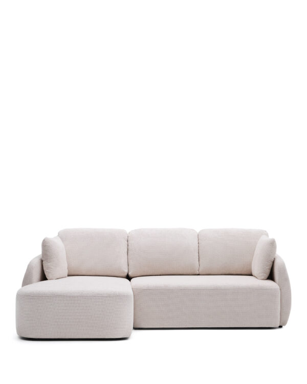 KAVE HOME Laira 3 pers. sovesofa, m. venstre chaiselong - ecru chenille stof (246cm)