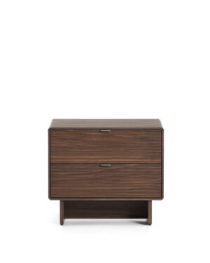 KAVE HOME Norlen sengebord, m. 2 skuffer - brun valnøddefiner (60x52)