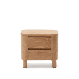 KAVE HOME Salaya sengebord, m. 2 skuffer - ask krydsfiner og asketræ (55x50)