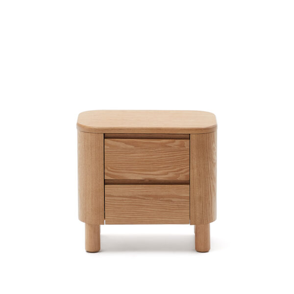 KAVE HOME Salaya sengebord, m. 2 skuffer - ask krydsfiner og asketræ (55x50)