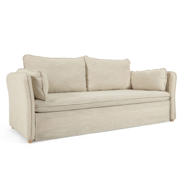 KAVE HOME Tanit sovesofa - beige stof og natur bøgetræ