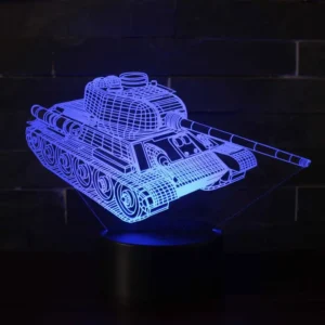 Kampvogn 3D lampe. Natlampe med en sej tank. Farveskift mellem 7 farver.