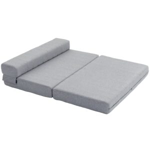 Klapstol med sengefunktion, gæsteseng, foldbar, op til 250 kg, 138 x 80 x 50 cm, grå