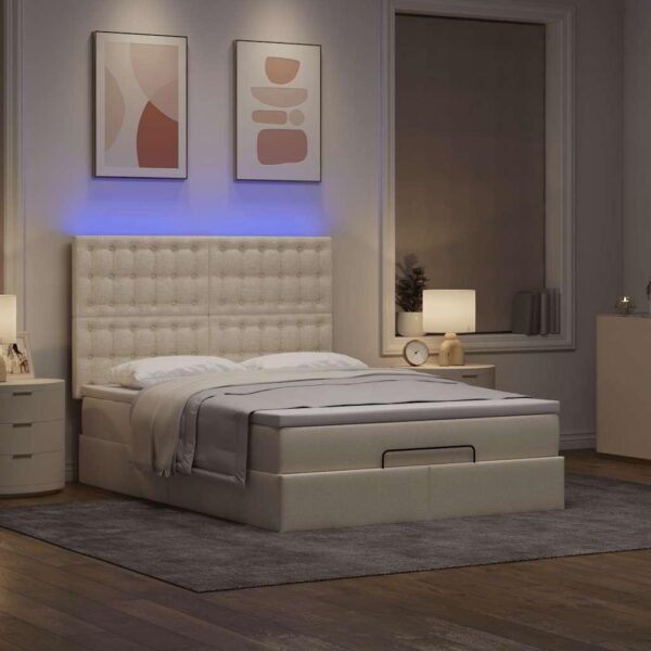 Osmannisk sengeramme med madras og topmadras 140 x 200 cm - creme