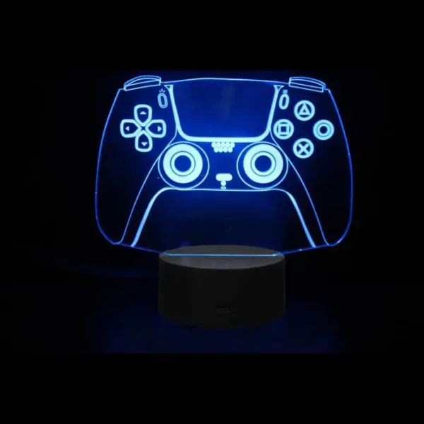 PlayStation 4 Controller 3D lampe. Flot lysende PlayStation natlampe. Farveskift mellem 7 farver.