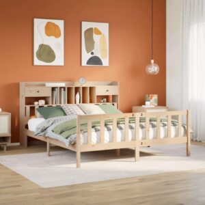 Seng med reol 180x200 cm - massivt fyrretræ, lamelbund