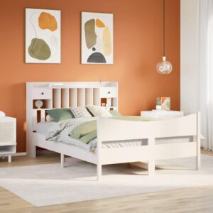 Sengeramme i massivt fyrretræ 140x200 cm - hvid med opbevaring