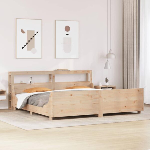 Sengeramme med hylder 180x200 cm - massivt fyrretræ, lamelbund