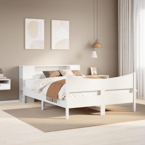 Sengeramme med opbevaring 160x200 cm - massivt fyrretræ, hvid