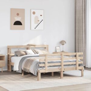 Sengeramme med sengegavl 140x200 cm - massivt fyrretræ, hvid
