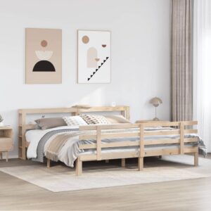 Sengeramme med sengegavl 180x200 cm - massivt fyrretræ