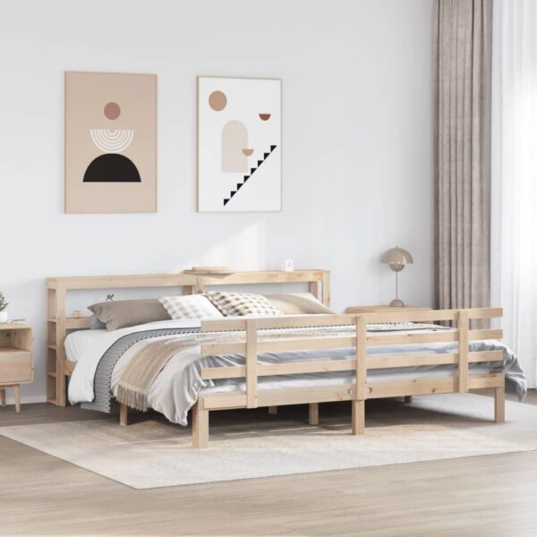 Sengeramme med sengegavl 180x200 cm - massivt fyrretræ