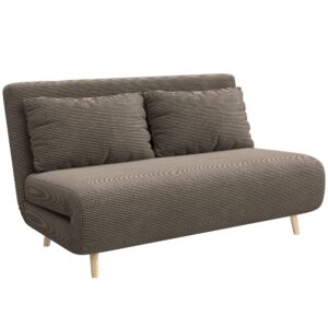 Sovesofa, gæsteseng, 3-positions justerbar ryglæn, corduroy-look, op til 120 kg, 141 x 90 x 81 cm, mørkebrun