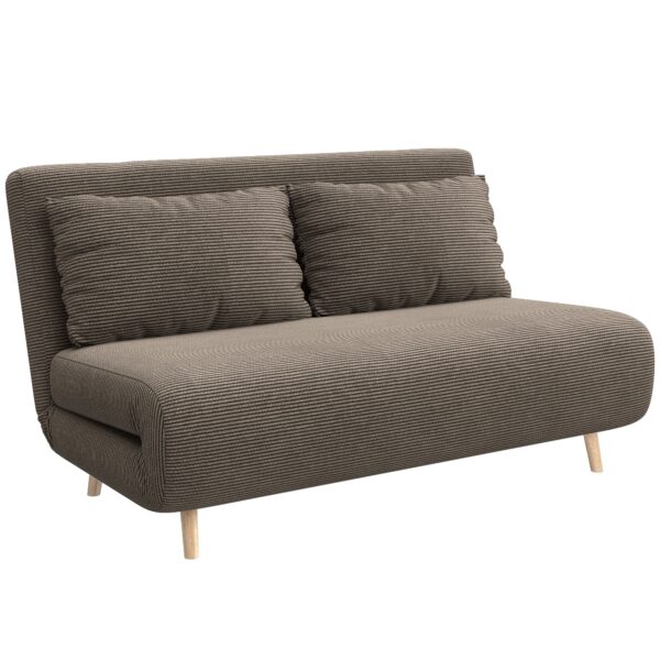 Sovesofa, gæsteseng, 3-positions justerbar ryglæn, corduroy-look, op til 120 kg, 141 x 90 x 81 cm, mørkebrun