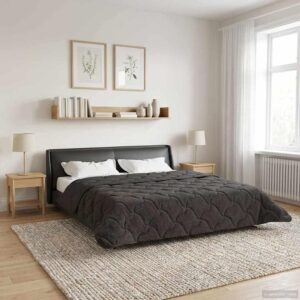Vinterdyne antracit 200 x 240 cm - mikrofiber og teddy fleece