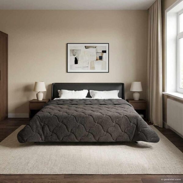 Vinterdyne antracit 220 × 240 cm - mikrofiber og teddy fleece