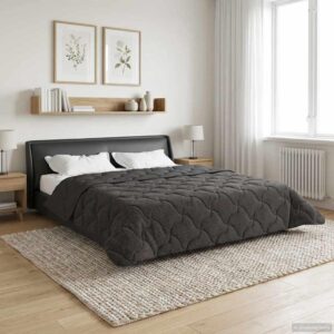 Vinterdyne antracit 220 × 260 cm - mikrofiber og teddy fleece