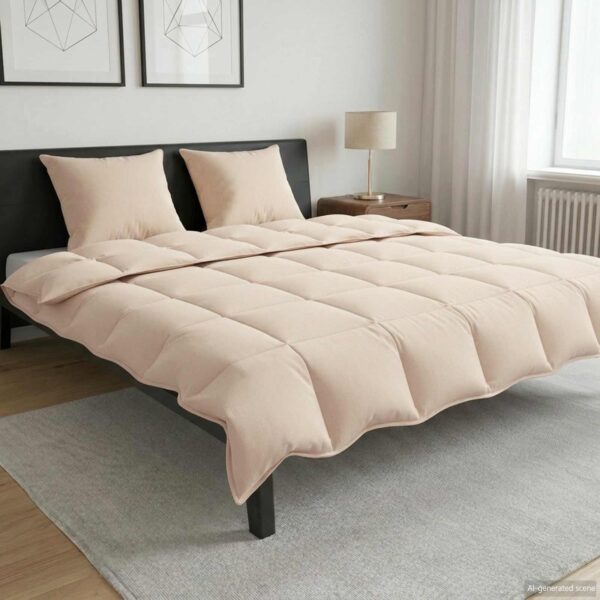 Vinterdyne i beige 240 × 220 cm - 100% naturlig kapok