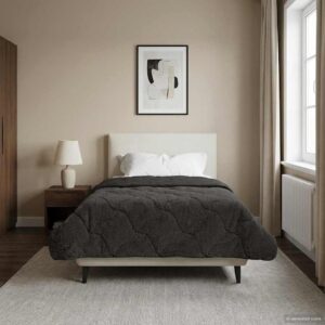 Vinterdyne i mikrofiber og teddy fleece - antracit 140 × 200 cm