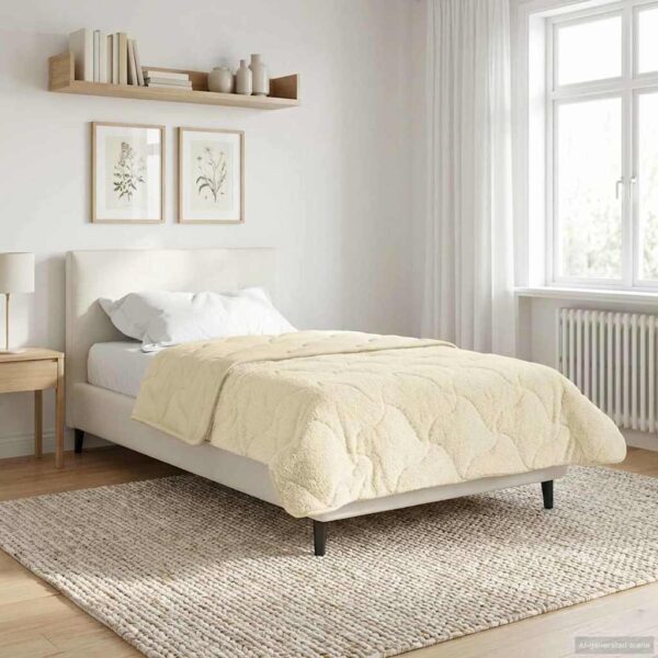 Vinterdyne i mikrofiber og teddy fleece - creme, 140 × 200 cm