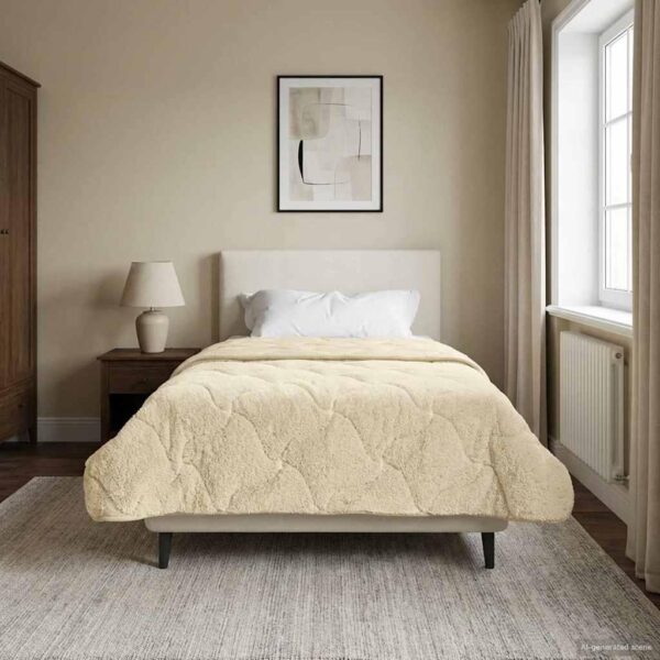 Vinterdyne i mikrofiber og teddy fleece - creme 155 × 200 cm