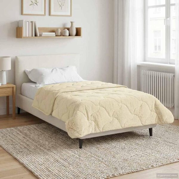 Vinterdyne i mikrofiber og teddy fleece - creme 155 × 220 cm