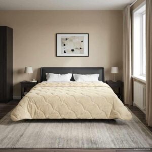 Vinterdyne i mikrofiber og teddy fleece - creme, 200 × 200 cm