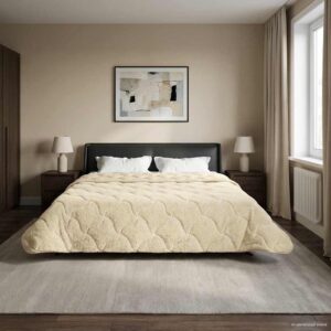 Vinterdyne i mikrofiber og teddy fleece - creme, 200 × 220 cm