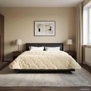 Vinterdyne i mikrofiber og teddy fleece - creme 220 x 240 cm