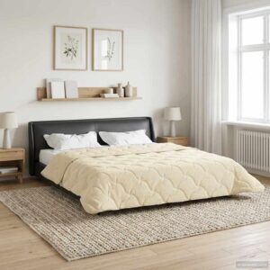Vinterdyne i mikrofiber og teddy fleece - creme 220 × 260 cm