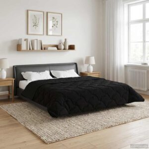 Vinterdyne i mikrofiber og teddy fleece - sort 200 × 220 cm