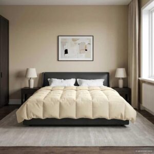 Vinterdyne i mikrofiber - quiltet, creme 220 × 260 cm