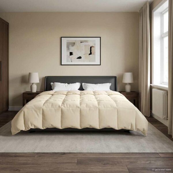 Vinterdyne i mikrofiber - quiltet, creme 240 × 260 cm