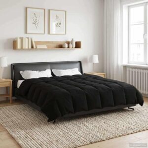 Vinterdyne i mikrofiber - quiltet, sort 200 × 220 cm