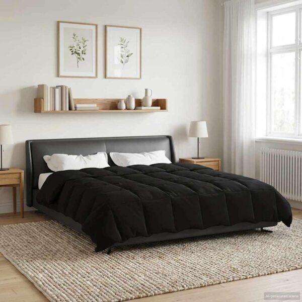Vinterdyne i mikrofiber - quiltet, sort 220 × 240 cm