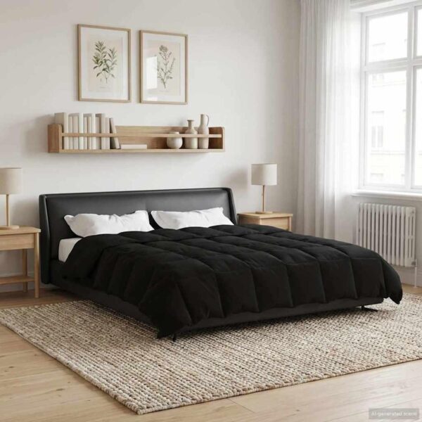 Vinterdyne i mikrofiber - quiltet, sort 220 × 260 cm