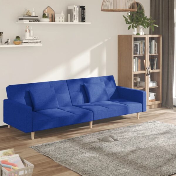 vidaXL 2-personers sovesofa med 2 puder stof blå