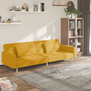 vidaXL 2-personers sovesofa med 2 puder stof gul
