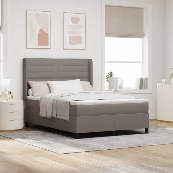 vidaXL Box spring seng med pude Gråbrun 190 x 140 cm Stof