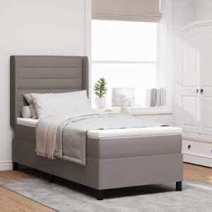 vidaXL Box spring seng med pude Gråbrun 200 x 100 cm Stof