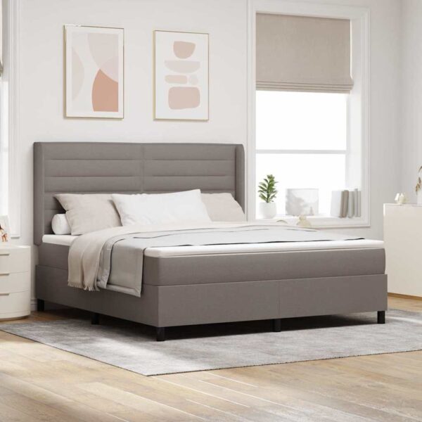 vidaXL Box spring seng med pude Gråbrun 200 x 180 cm Stof