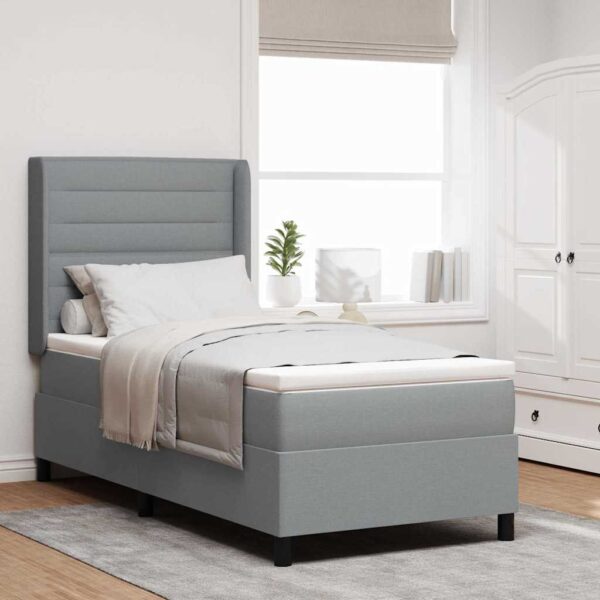 vidaXL Box spring seng med pude Lysegrå 190 x 90 cm Stof