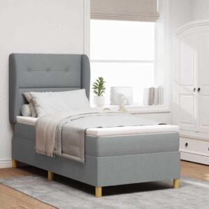 vidaXL Box spring seng med pude Lysegrå 200 x 100 cm Stof