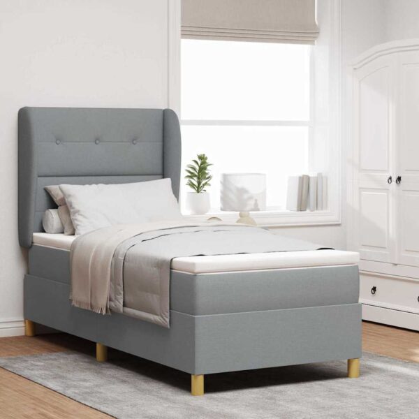 vidaXL Box spring seng med pude Lysegrå 200 x 100 cm Stof