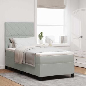 vidaXL Box spring seng med pude Lysegrå 90 x 190 cm Fløjl